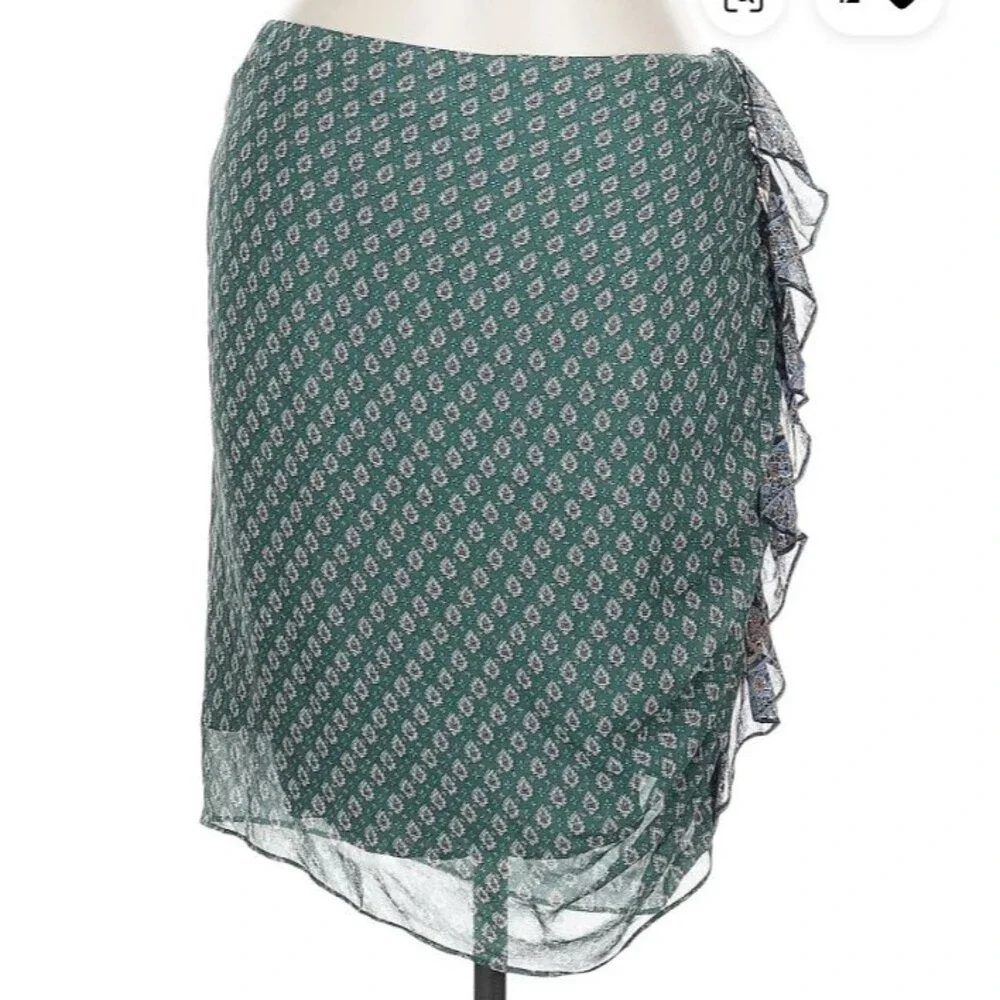 VERONICA BEARD WOMEN'S SPENCER SKIRT 100% SILK GEORGETTE WITH RUFFLED SIZE 12 - Picture 6 of 8